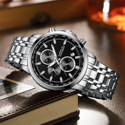 Global Quartz Chronograph Watch With World Time Dial