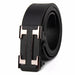 Belt With H Buckle And Textured Finish For Daily Wear - Black
