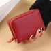 Compact Zipper Wallet with Multiple Card Slots - Red