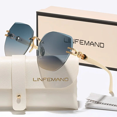 Geometric Frameless Sunglasses with UV400 Lenses Gift - WO2MEN