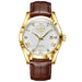 Womens Leather Strap Watch with Roman Dial Quartz - Gold White V2