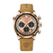 Chronograph Watch with Leather Strap Calendar Premium - RoseGold Gold