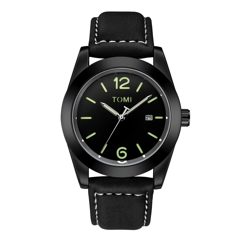 Classic Round Dial Quartz Watch With Date Window - All Black