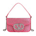Parisian Bejeweled Crossbody Bag with Emblem Clasp - Pink