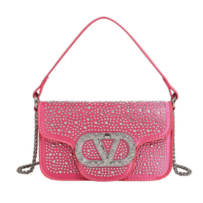 Parisian Bejeweled Crossbody Bag with Emblem Clasp