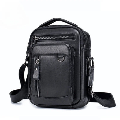 Crossbody Messenger Bag with Multiple Pockets - Black