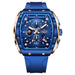 Square Case Chronograph Wristwatch Water Resistant - Gold Blue