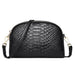 Snake Embossed Crossbody Handbag with Detachable Strap - Black