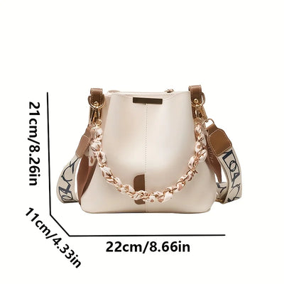 Shoulder Bag With Ribbon Chain Bucket Design For Daily - WO2MEN