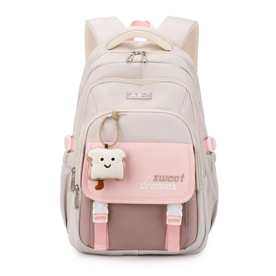 Waterproof Backpack for Kids with Front Pocket Zipper - Pink