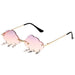 Cloud Rimless Sunglasses With Lightning Pendant - PU/PK/YE