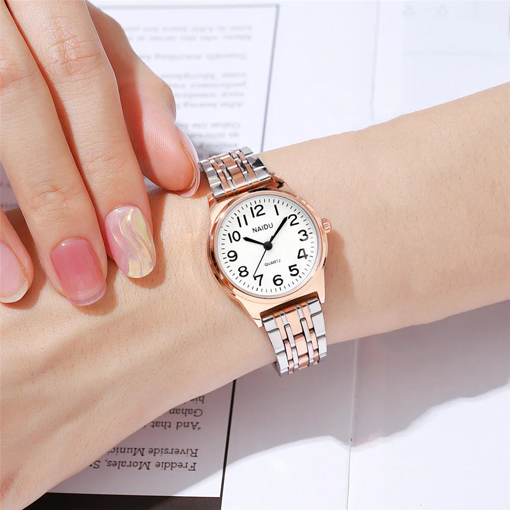 Elegant Round Dial Quartz Wristwatch with Folding Clasp