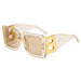 Oversized Square Sunglasses UV400 Gradient Lens - Clear Brown