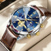 Chronograph Watch for Everyday Precision and Style - Gold Blue