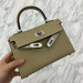 Patchwork Lock Crossbody Bag With Structured Handle - Khaki