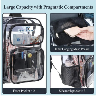Transparent Backpack Large Capacity with Pockets