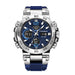 Sport Watch with Dual Display and Chronograph - Silver Blue
