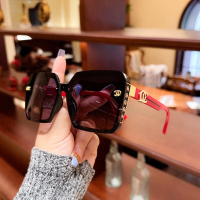 Oversized Square Sunglasses With Emblem Detailing Edge - WO2MEN