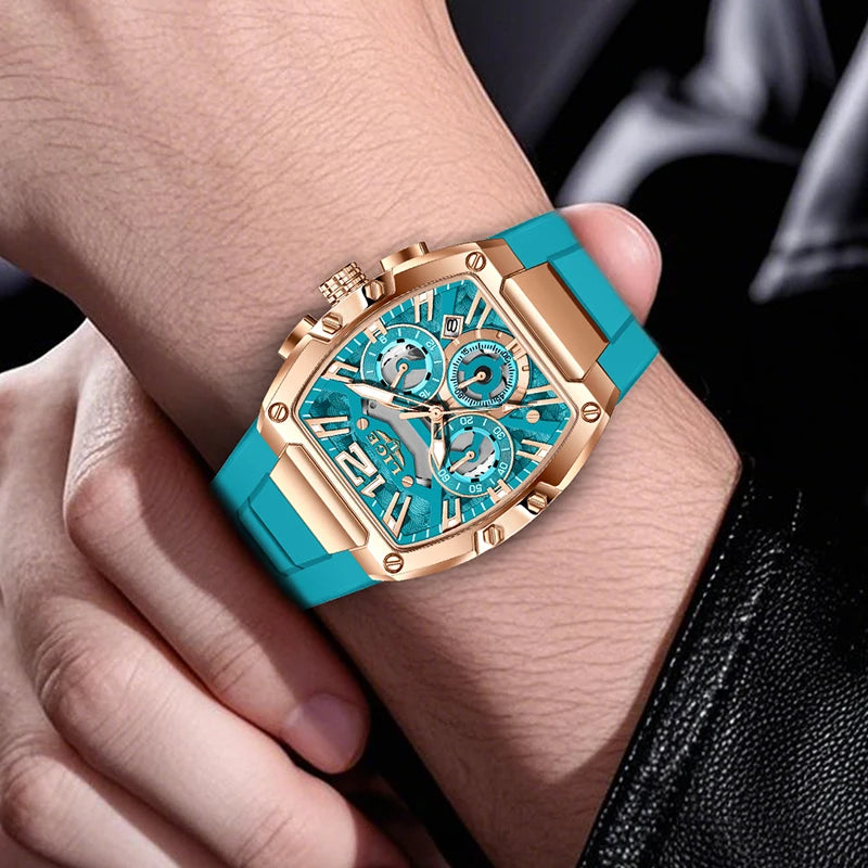 Mens Square Dial Chronograph Quartz Wristwatch Casual