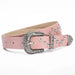Star Rivet Belt with Ornate Buckle and Star Studs - Pink