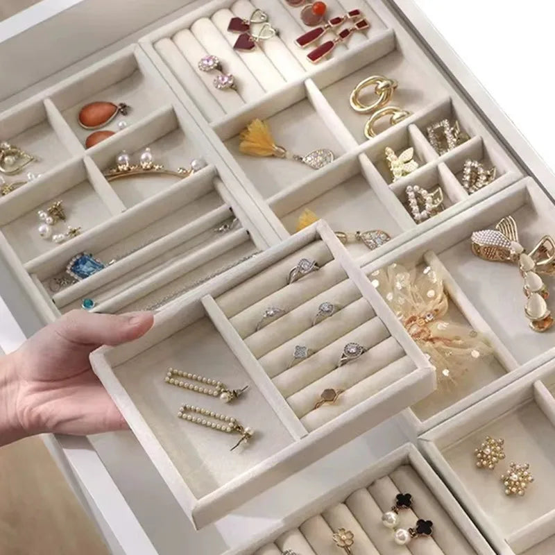 Stackable Jewelry Tray Organizer Box for Rings Earrings