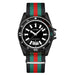 Calendar Watch With Striped Strap And Classic Case - Black