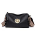 Emblem Crossbody Bag With Wide Strap And Circular Clasp - Black