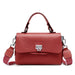 Enveloped Top Handle Bag With Classic Metal Clasp Charm - Red