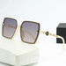 Sculpted Square Frame Sunglasses With Gradient Lenses - Beige