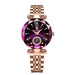 Watch Faceted Dial Two Tone Bracelet Crystal Accents - Rose Gold Purple