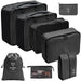 Eight Piece Travel Packing Cube Set for Neat Luggage - 8 pcs black