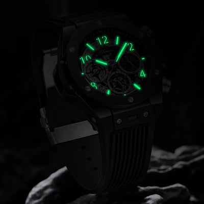 Skeleton Chronograph Quartz Wristwatch Water Resistant