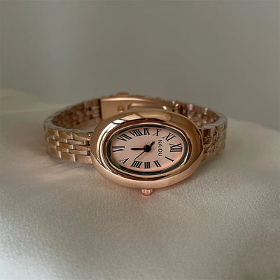 Oval Dial Watch with Adjustable Strap for Women