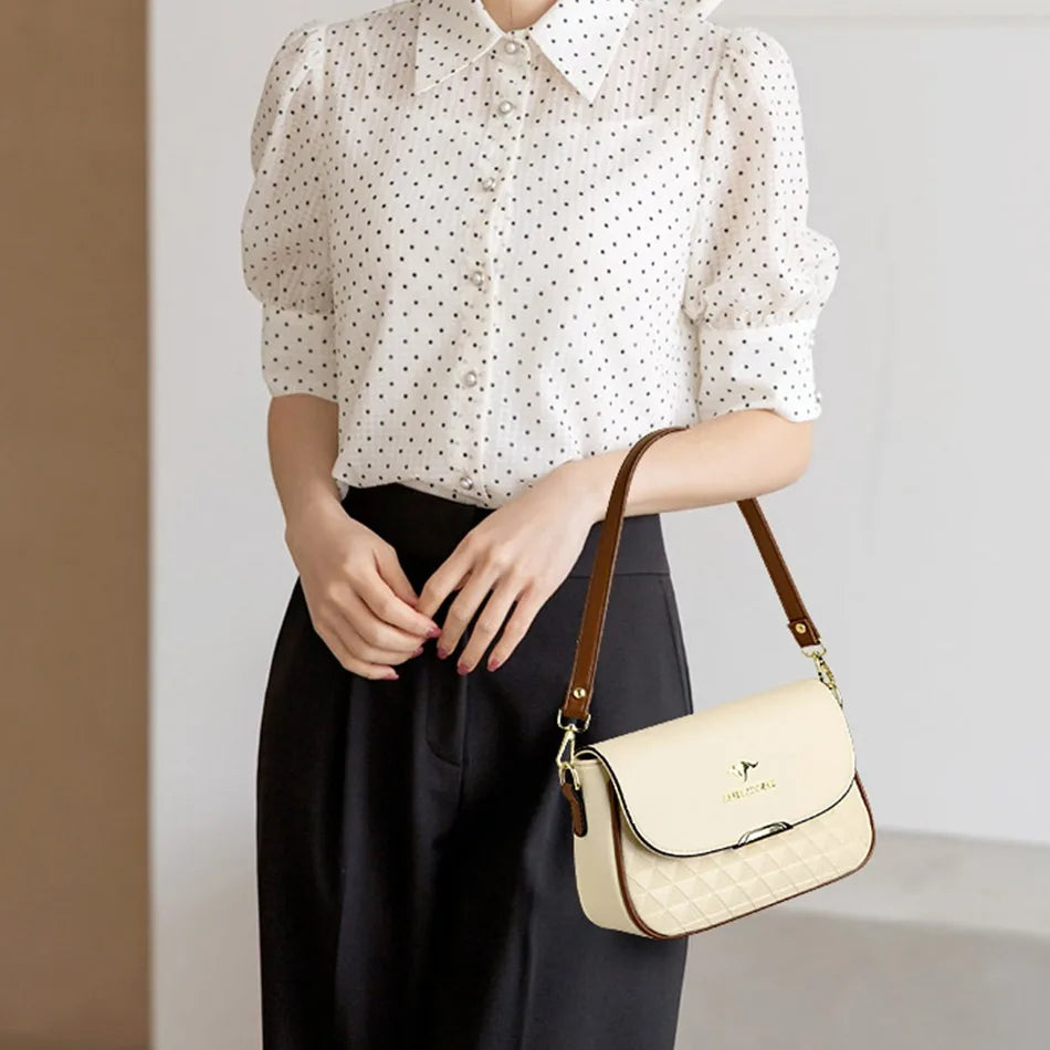 Crossbody Handbag with Geometric Triangle Pattern