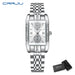 Rectangular Dial Diamond Embellished Timepiece Deluxe - Silver White