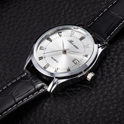 Quartz Wristwatch with Date Window Business Style
