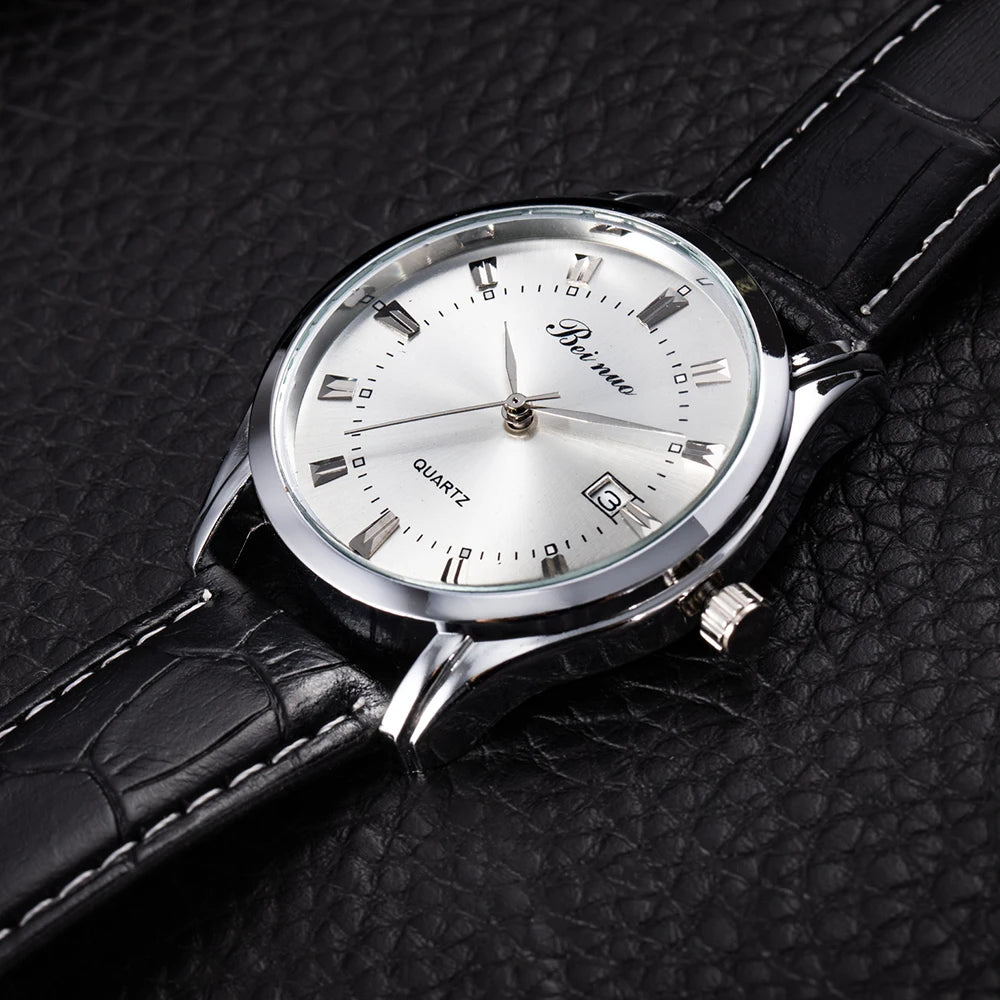 Quartz Wristwatch with Date Window Business Style