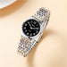 Elegant Round Dial Quartz Wristwatch with Folding Clasp - Silver Black