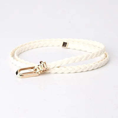 Braided Waist Belt with Classic Buckle Clasp Detail