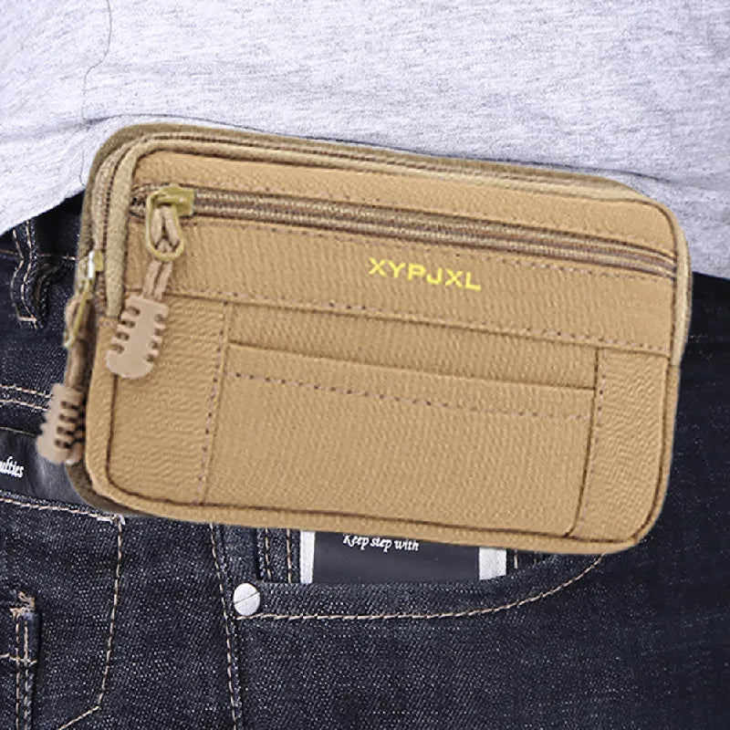 Waist Pack with Two Zippered Pockets Box Shape