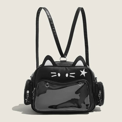 Cat Ear Backpack with Clear Front Pocket for Everyday