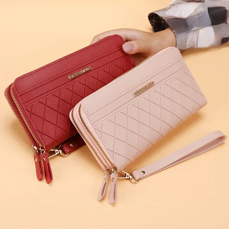 Zip Around Wallet with Tassel Strap Quilted Pattern