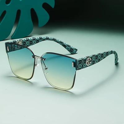 Gradient Large-Frame Sunglasses With Patterned Temples - WO2MEN