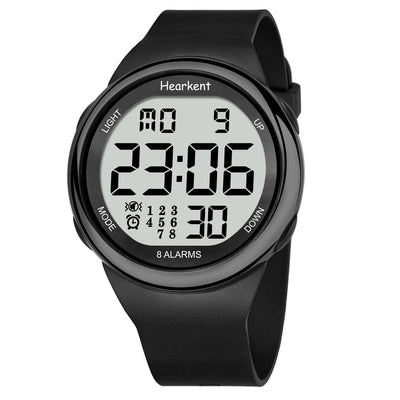 Digital Alarm Wristwatch with 50m Water Resistance - Black