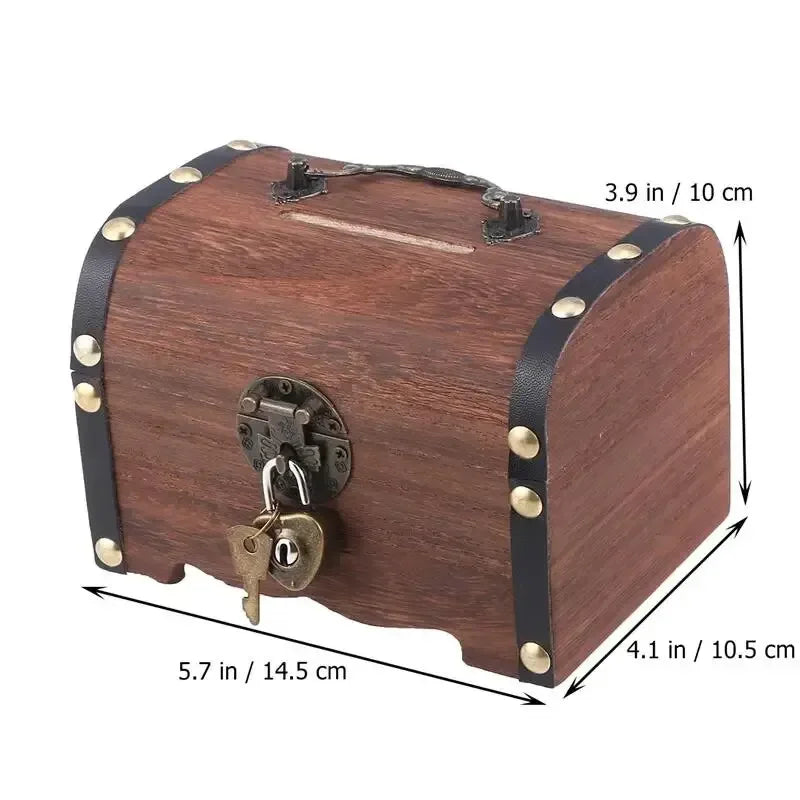 Vintage Treasure Chest with Lock and Rustic Accents