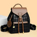 Backpack With Checkered Pattern And Flap Closure Design - Brown