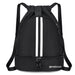 Drawstring Gym Backpack with Bottom Zipper Closure - Black