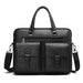 Business Briefcase Bag with Front Pockets for Laptop - Black