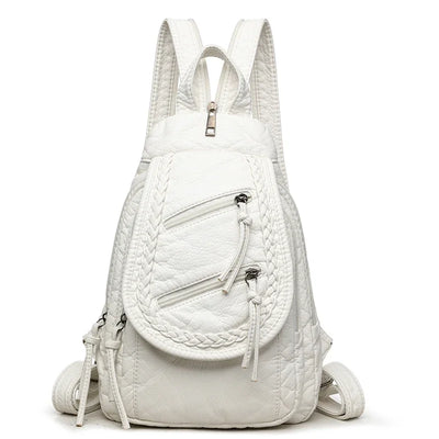Backpack with Braided Front Pocket and Zipper Closure