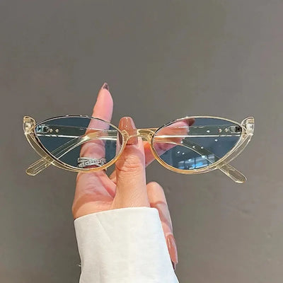 Premium Cat Eye Half Frame Sunglasses With UV400 Lenses - WO2MEN